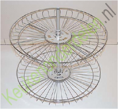 Set van 2 draadplateaus 4/4 rond chroom ø 720mm