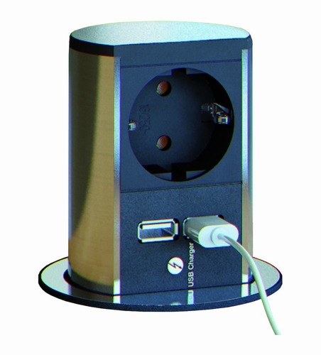 Elevator stopcontact rvs/zwart - Met USB lader.