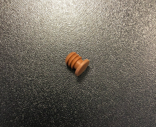 Deurdemper in zachte kunststof, diameter boring 5mm bruin