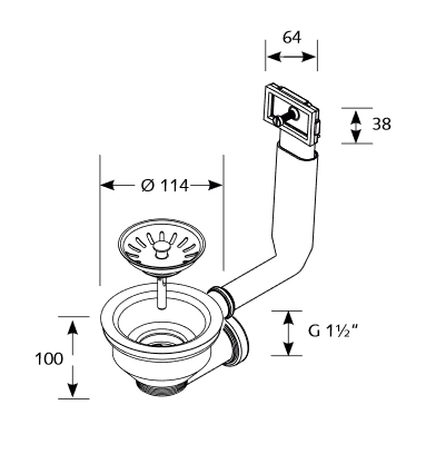 3½ inch korfplug met overloop met zijuitgang.