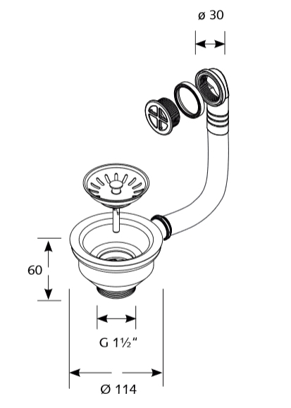 3½ inch Korfplug met ronde overloop.
