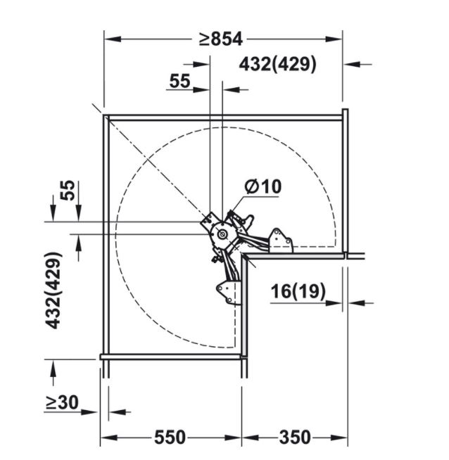 Binnenwerk voor carrouselkast 90x90