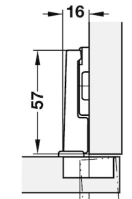 Blumscharnier 95° voor koelkast compl.met grondplaat