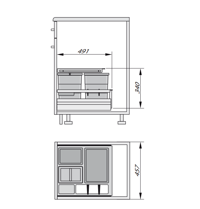 Hailo Separato K 50 - 34 liter afvalemmer grijs.