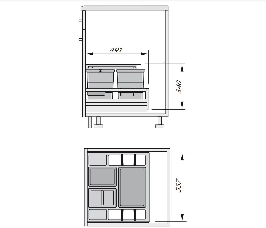 Hailo Separato K 60 - 34 liter afvalemmer grijs.