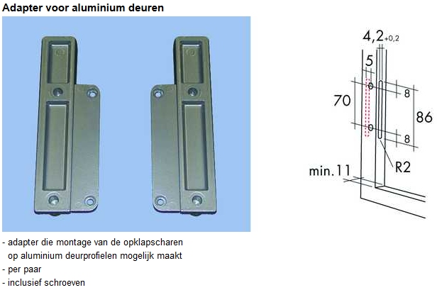 Liftbeslag Schuine opklapschaar type Vela 72